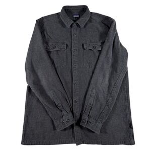 Patagonia Organic Cotton Flannel Shirt Jacket Charcoal Gray Mens Large